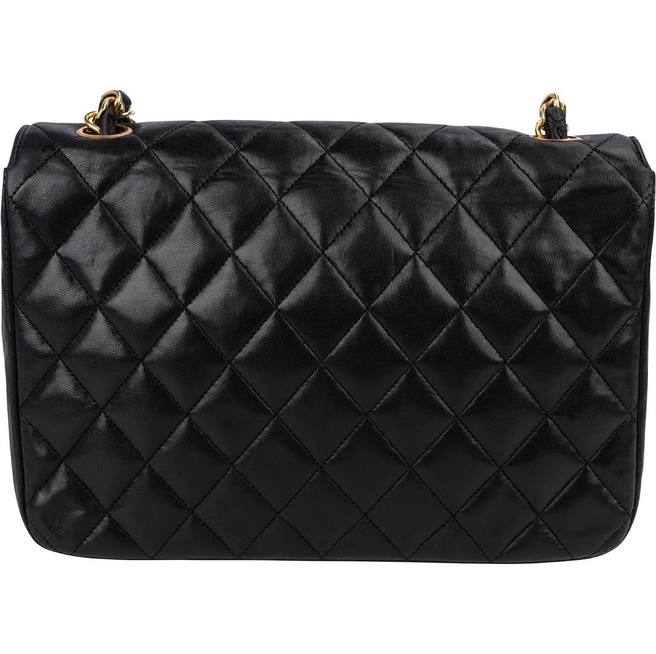 Chanel Quilted Lambskin Diana 24K Gold Single Flap Crossbody Bag Zwart