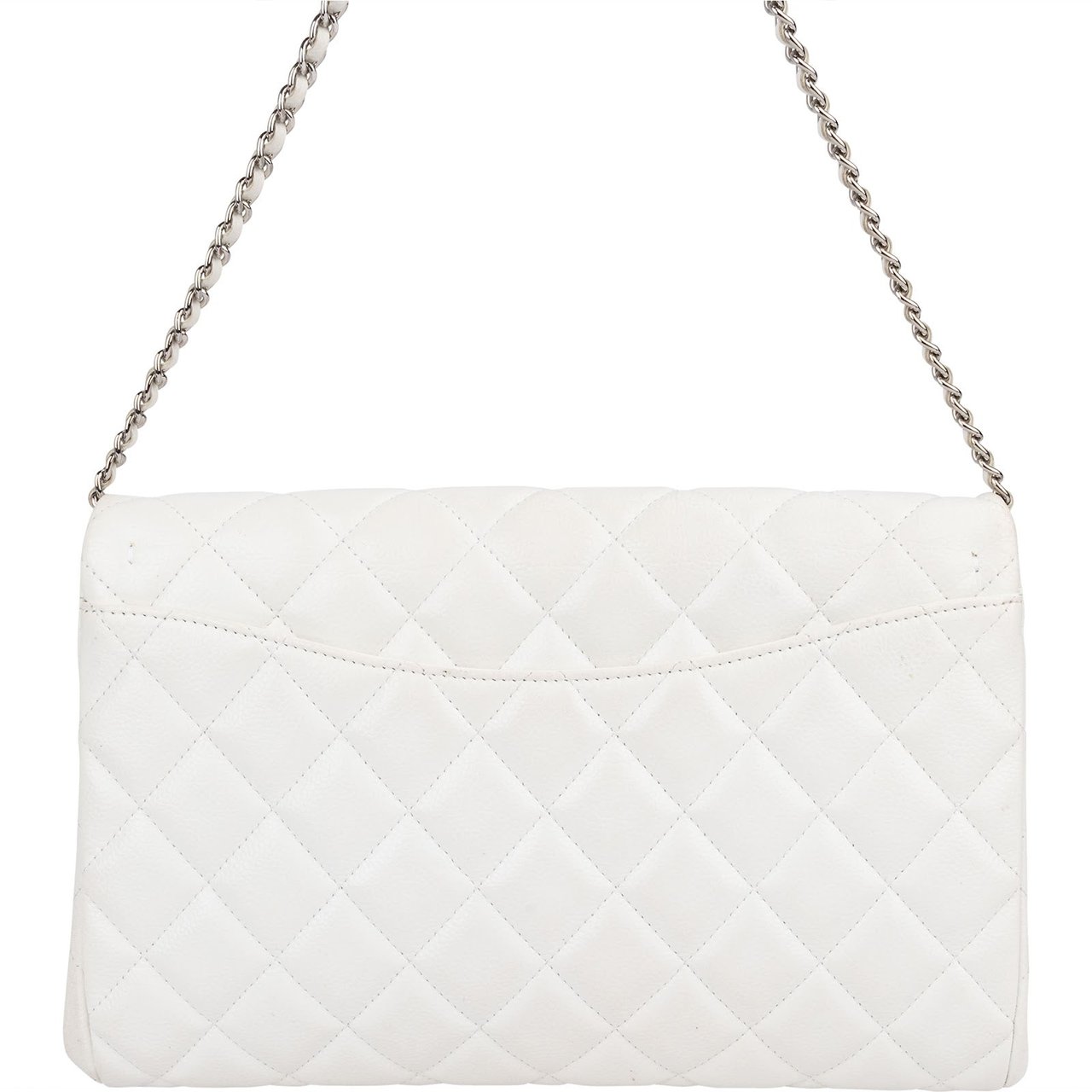 Chanel Quilted Caviar Leather Palladium Single Flap Shoulder Bag Wit