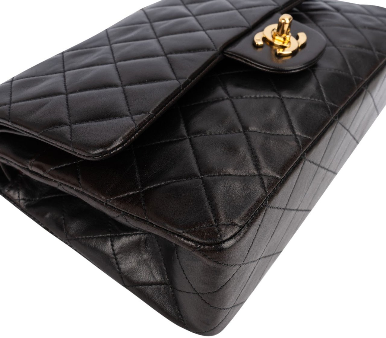 Chanel Quilted Lambskin 24K Gold Double Flap Shoulder Bag Bruin