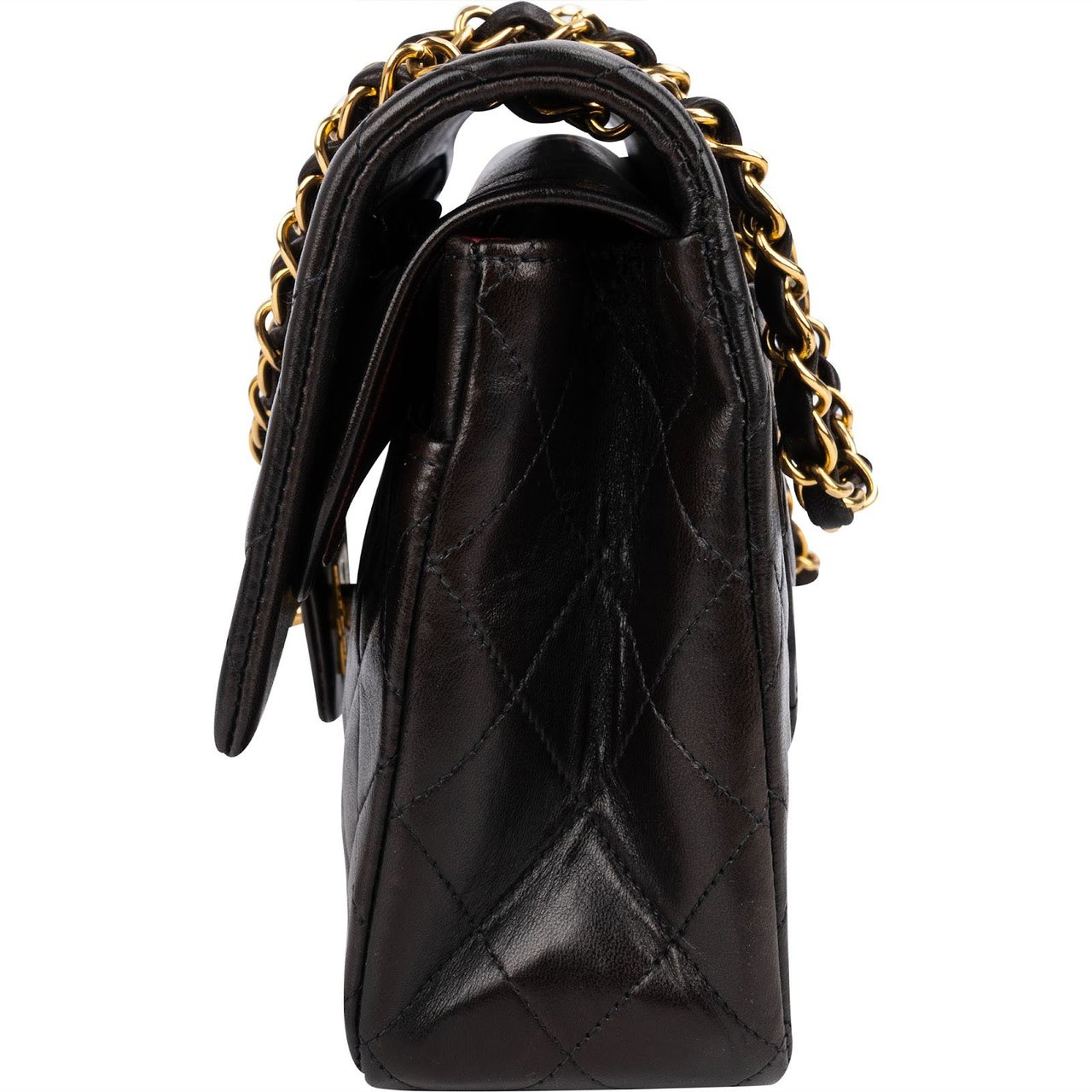 Chanel Quilted Lambskin 24K Gold Double Flap Shoulder Bag Bruin