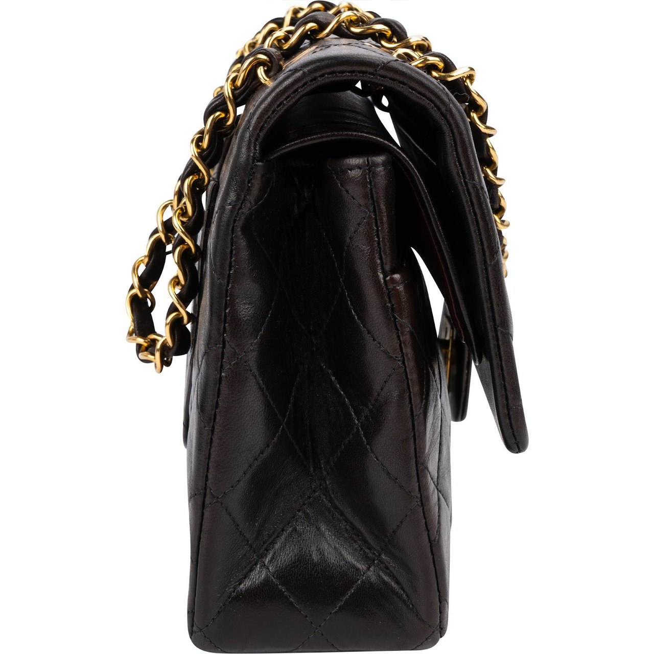 Chanel Quilted Lambskin 24K Gold Double Flap Shoulder Bag Bruin
