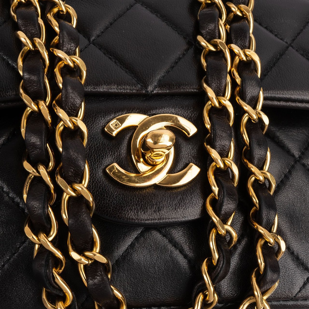 Chanel Quilted Lambskin 24K Gold Double Flap Shoulder Bag Bruin