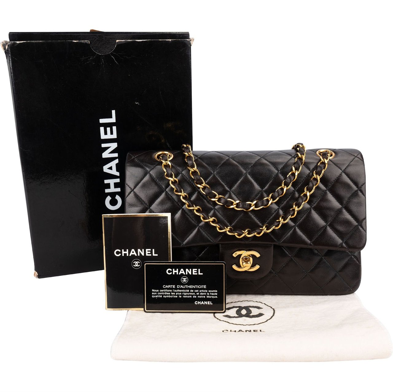 Chanel Quilted Lambskin 24K Gold Double Flap Shoulder Bag Bruin