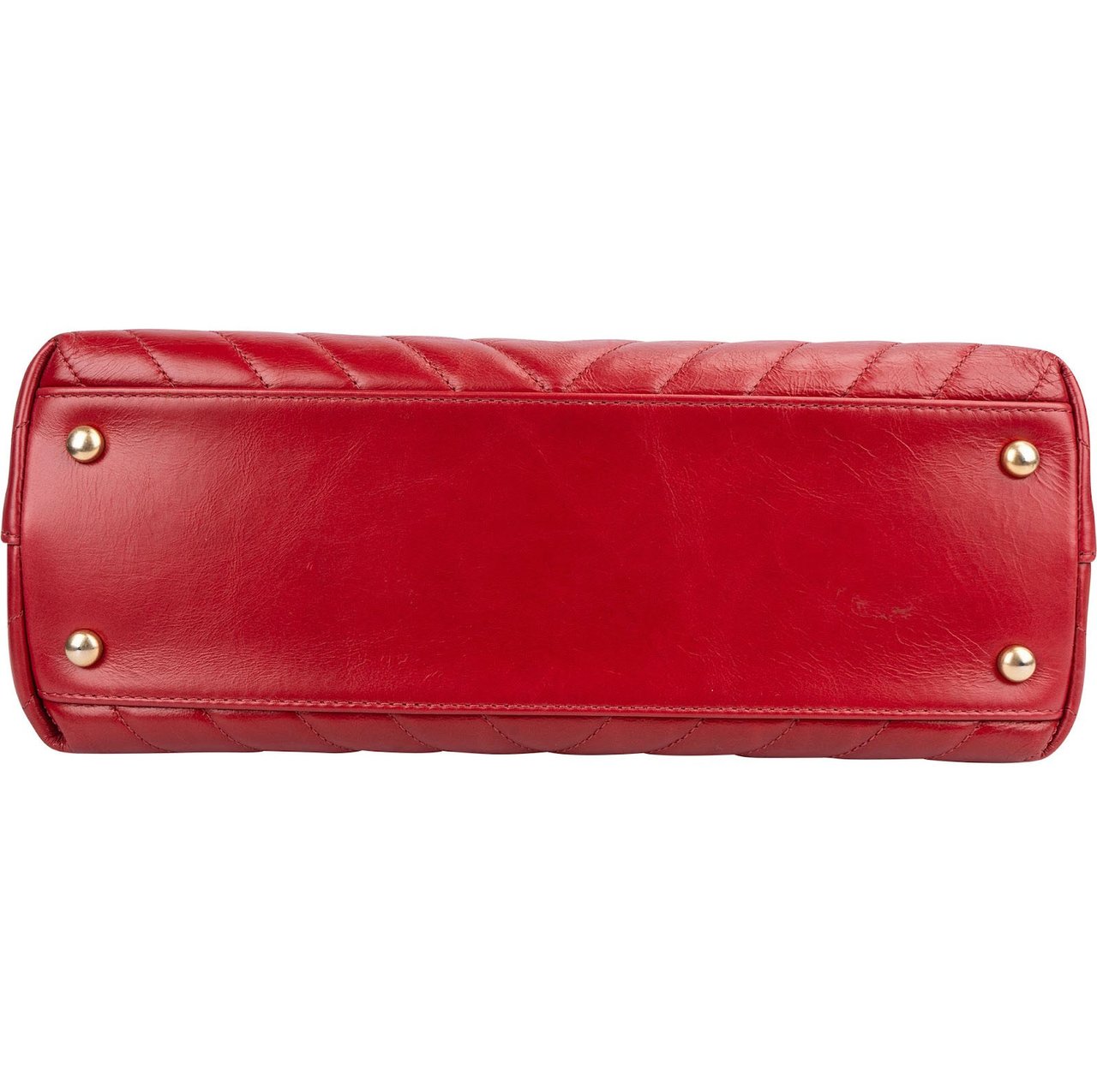 Chanel Quilted Calfskin Chevron Coco Handle Single Flap Handbag Rood