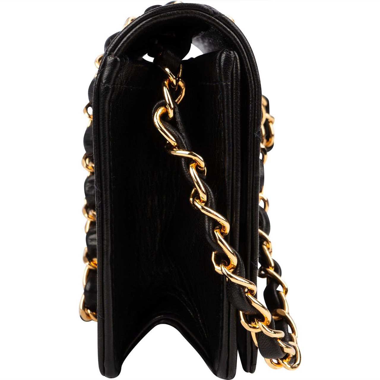 Chanel Quilted Lambskin 24K Gold Single Flap Shoulder Bag Zwart