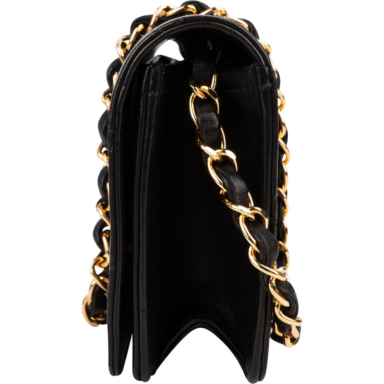 Chanel Quilted Lambskin 24K Gold Single Flap Shoulder Bag Zwart