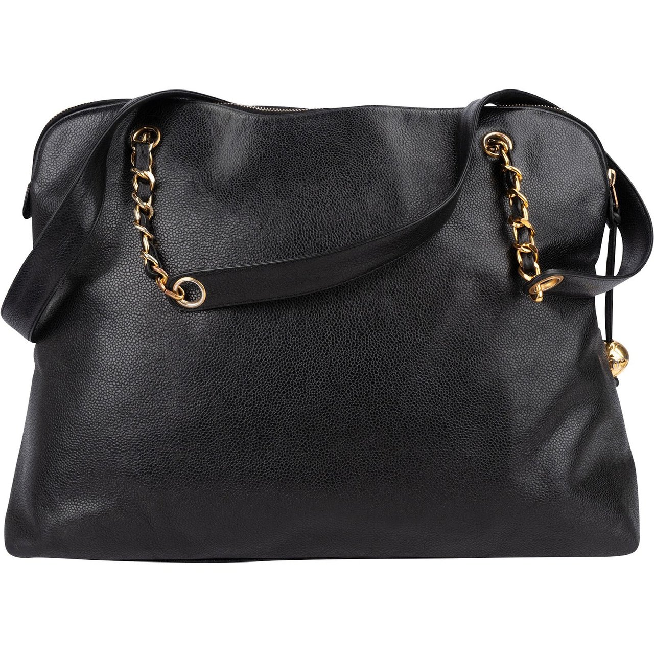 Chanel Caviar Leather CC Maxi Shopping Tote Shoulder Bag Zwart