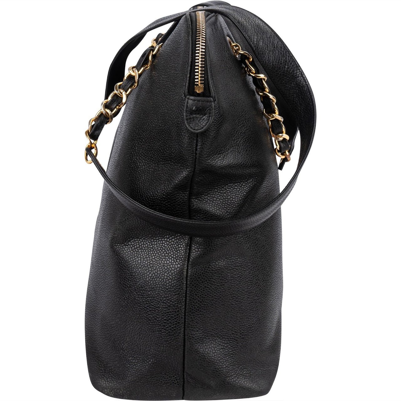 Chanel Caviar Leather CC Maxi Shopping Tote Shoulder Bag Zwart