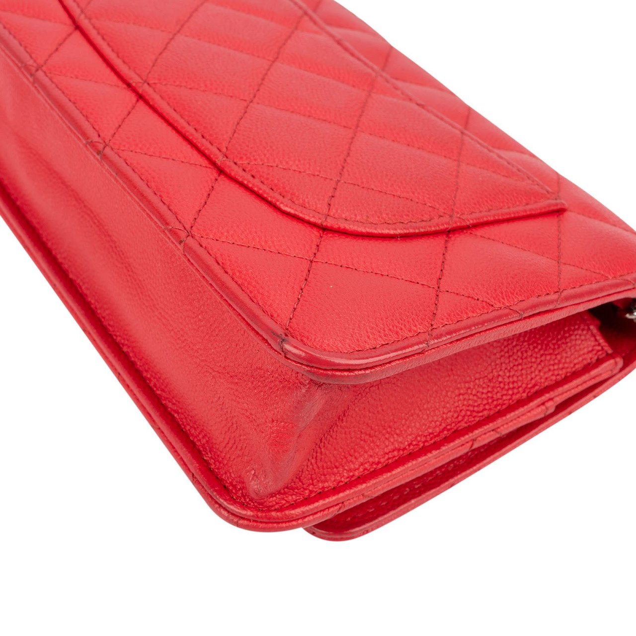 Chanel Quilted Caviar Leather CC Wallet On Chain Crossbody Bag Rood