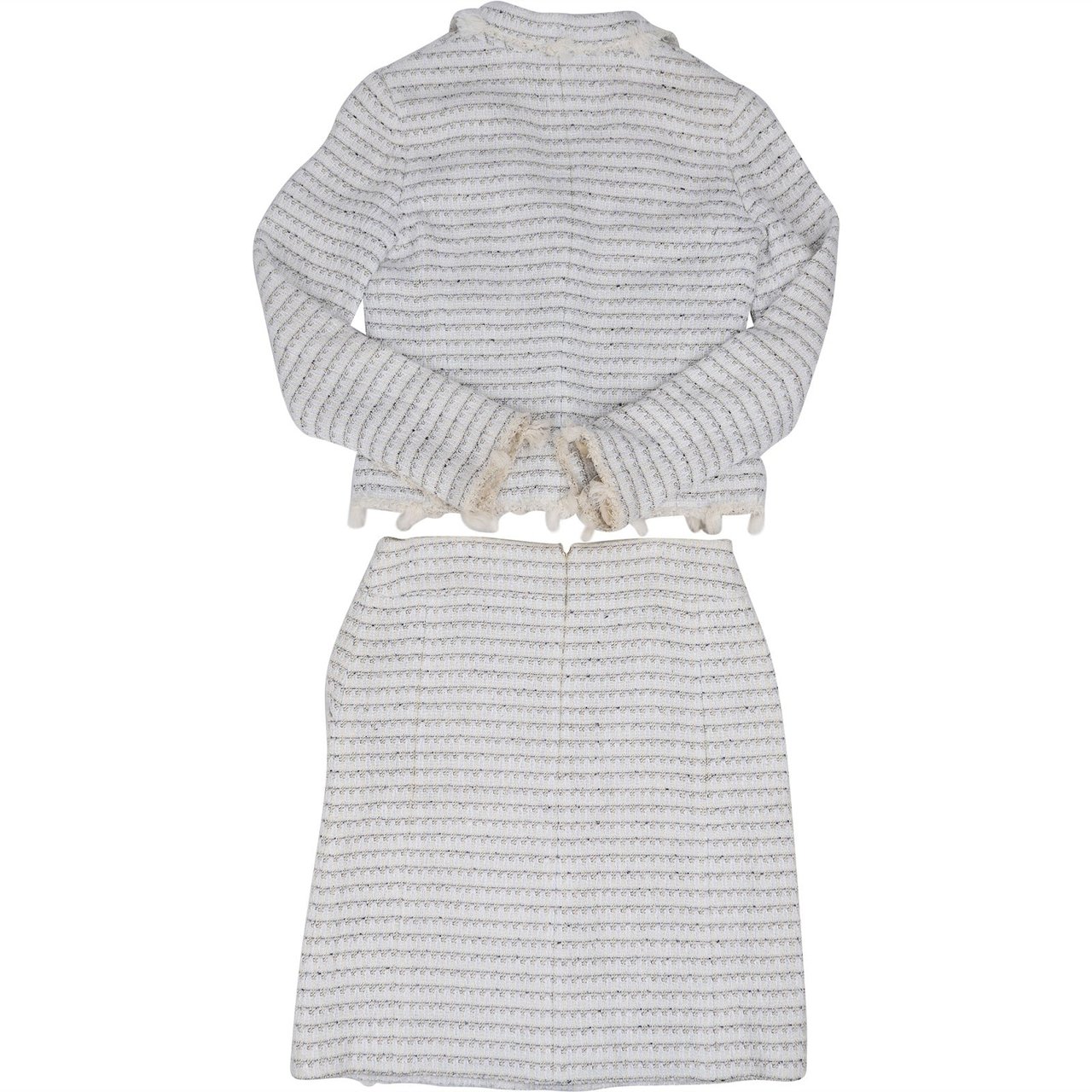 Chanel Multicolor Tweed Fringe Costume Set (DE36 / FR38) Wit