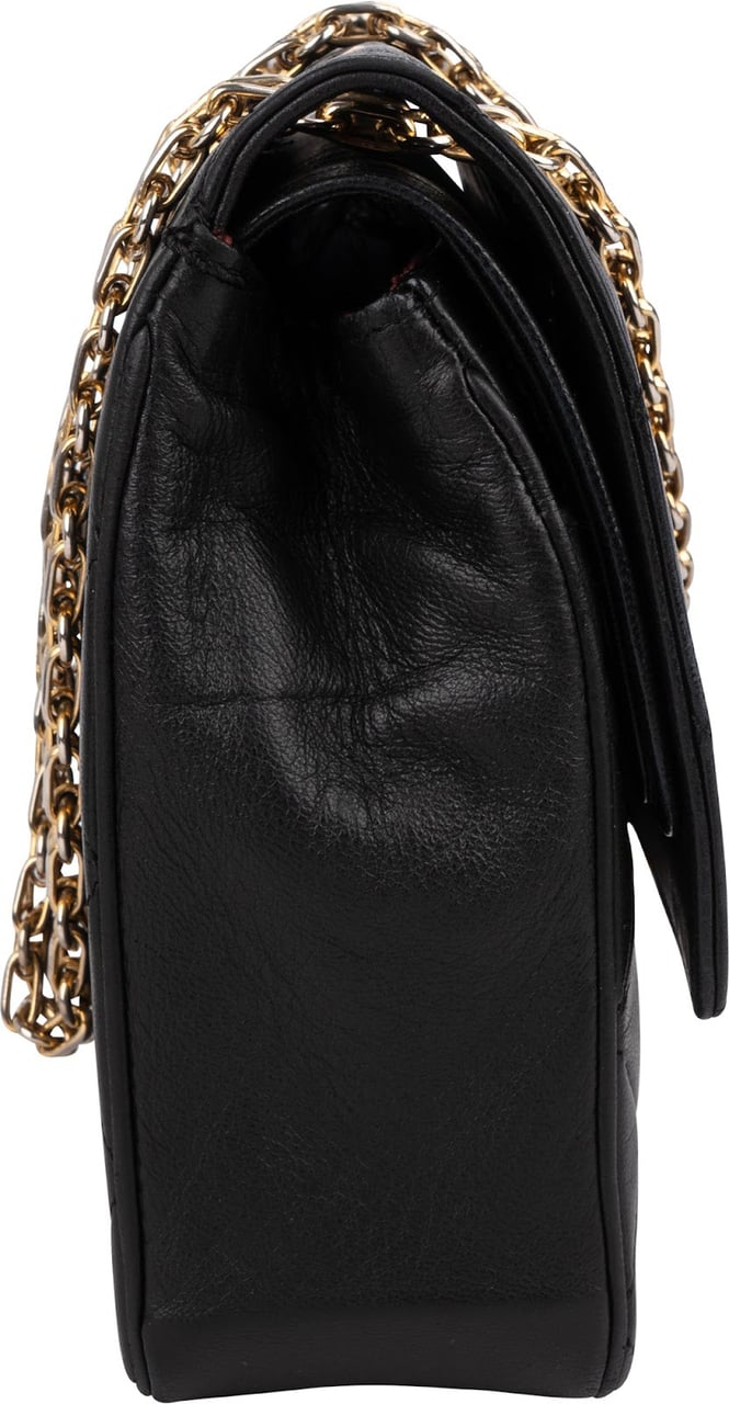 Chanel Quilted Lambskin 24K Gold Double Flap Shoulder Bag Zwart