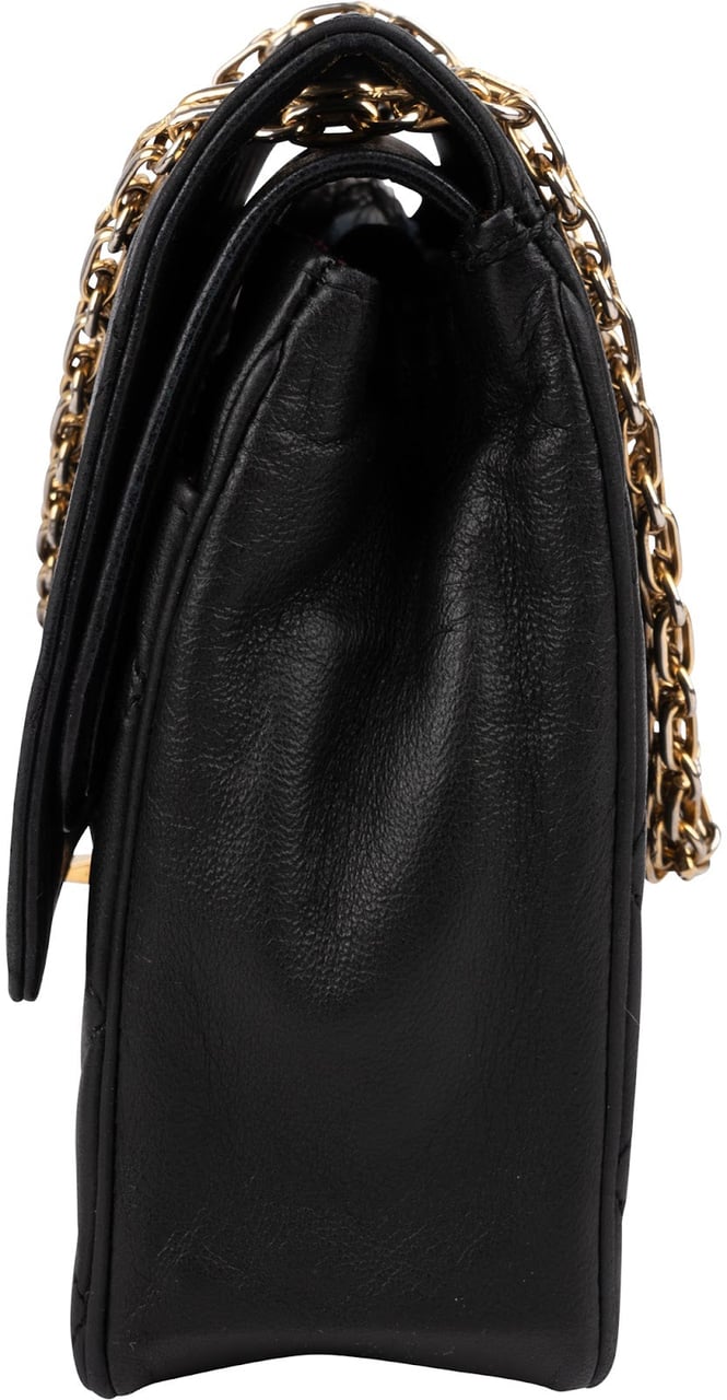 Chanel Quilted Lambskin 24K Gold Double Flap Shoulder Bag Zwart