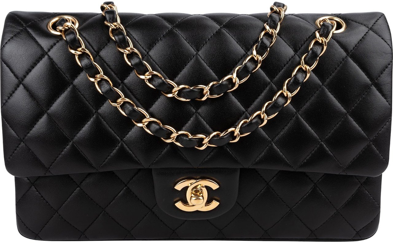 Chanel Quilted Lambskin Medium Double Flap Shoulder Bag Zwart