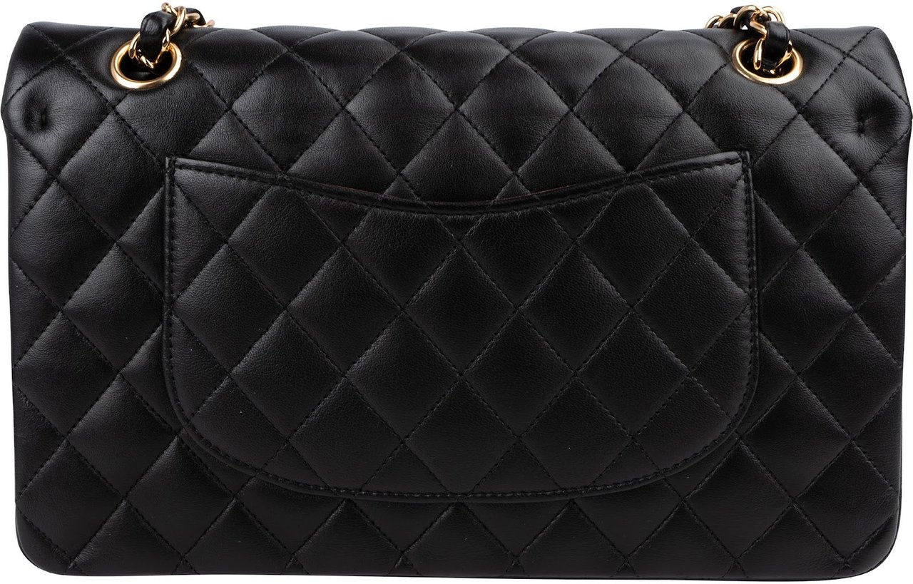 Chanel Quilted Lambskin Medium Double Flap Shoulder Bag Zwart