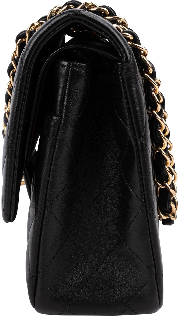 Chanel Quilted Lambskin Medium Double Flap Shoulder Bag Zwart