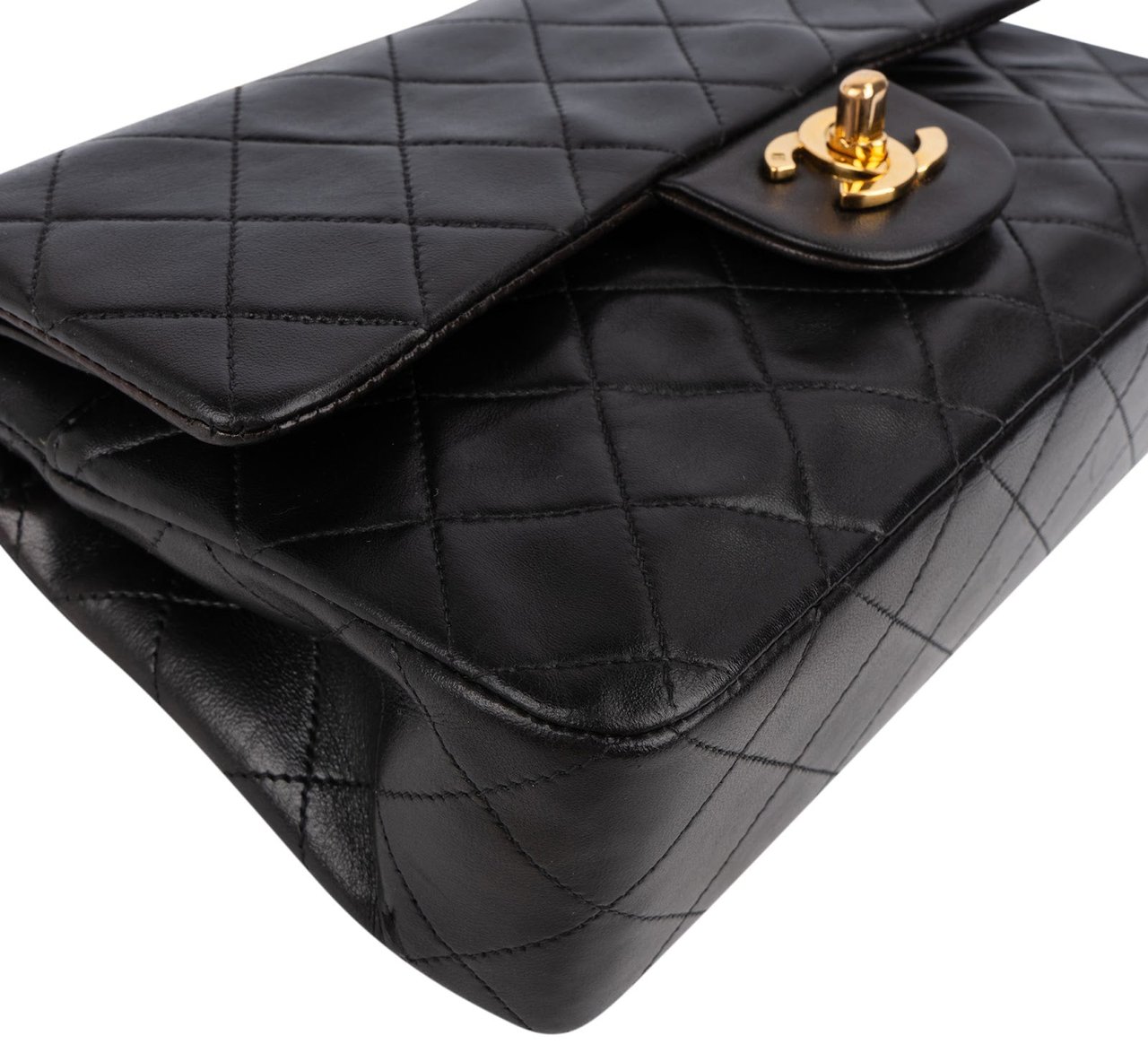 Chanel Quilted Lambskin 24K Gold Small Double Flap Shoulder Bag Bruin