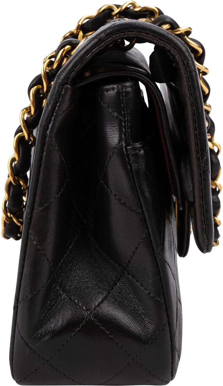 Chanel Quilted Lambskin 24K Gold Small Double Flap Shoulder Bag Bruin