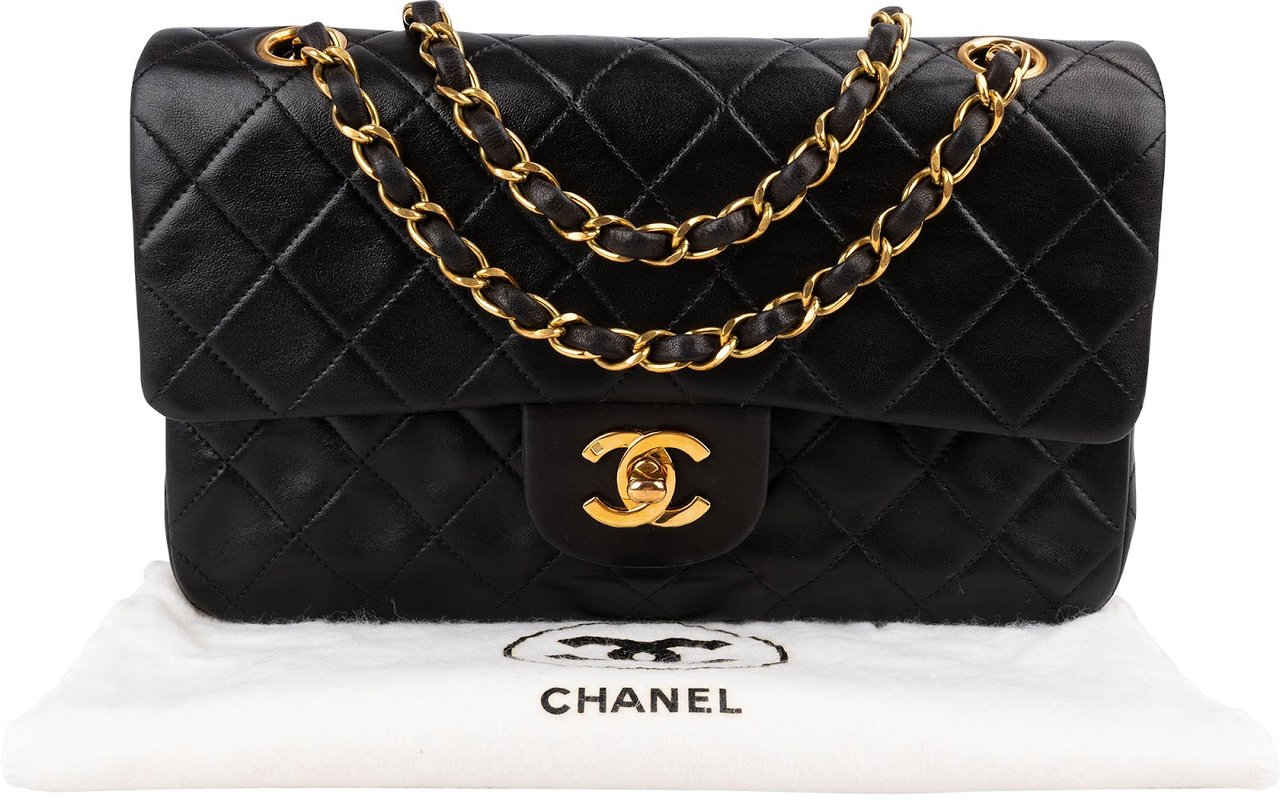Chanel Quilted Lambskin 24K Gold Small Double Flap Shoulder Bag Bruin