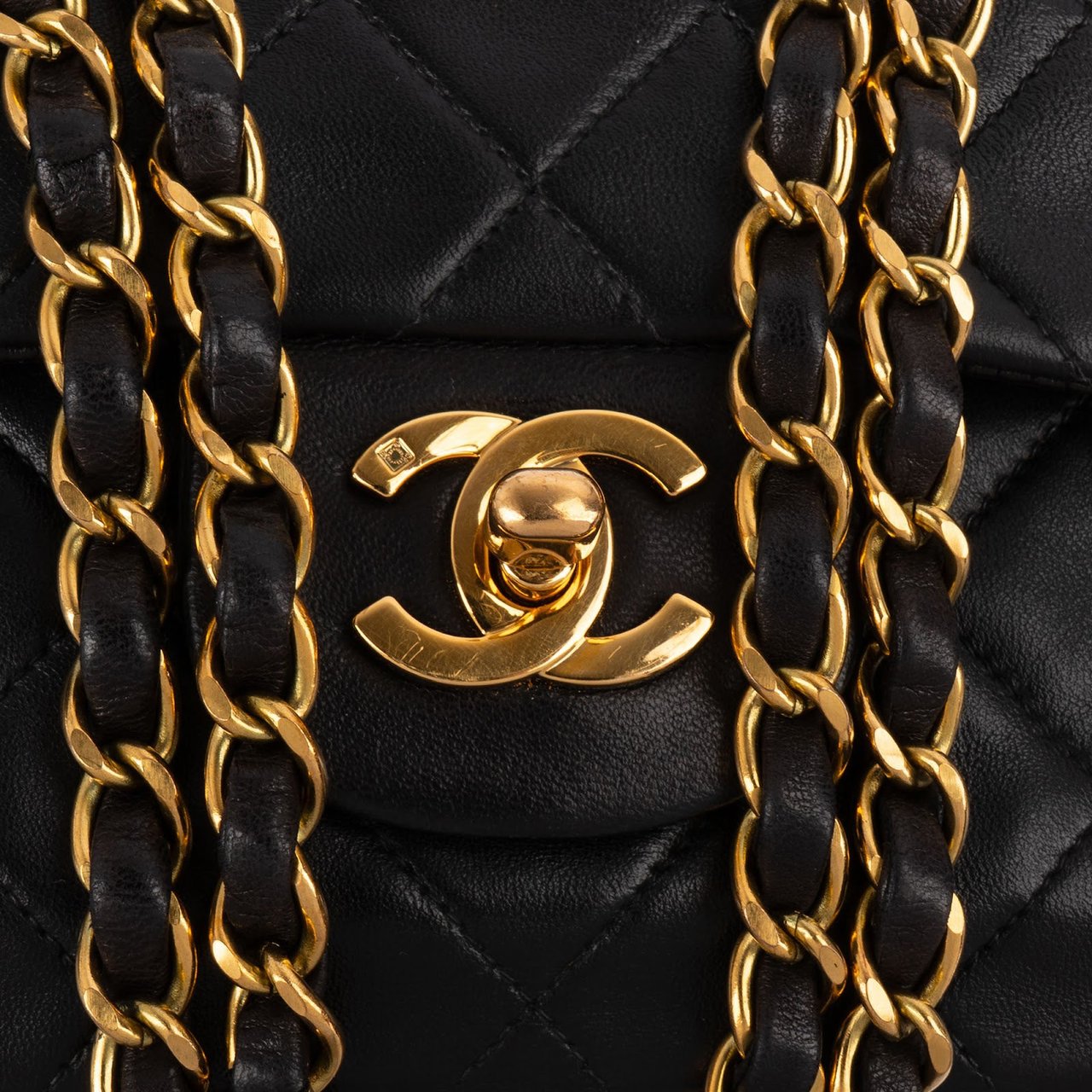 Chanel Quilted Lambskin 24K Gold Small Double Flap Shoulder Bag Bruin