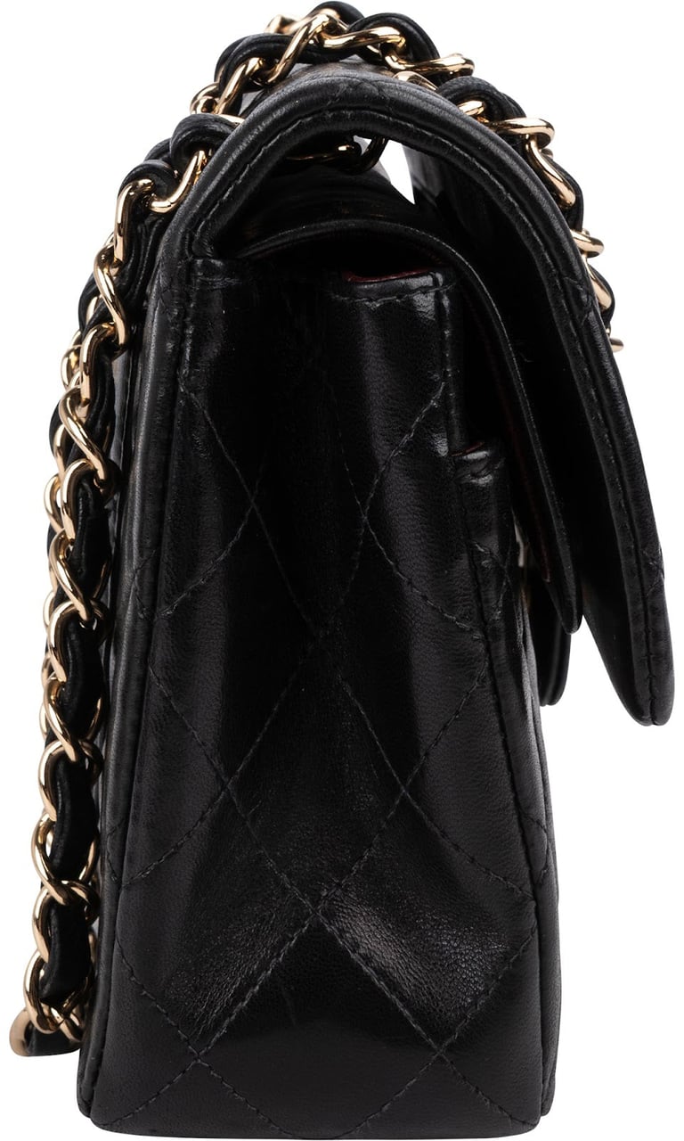 Chanel Quilted Lambskin 24K Gold Small Double Flap Shoulder Bag Zwart