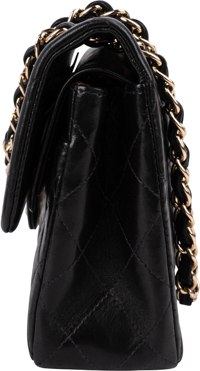 Chanel Quilted Lambskin 24K Gold Small Double Flap Shoulder Bag Zwart