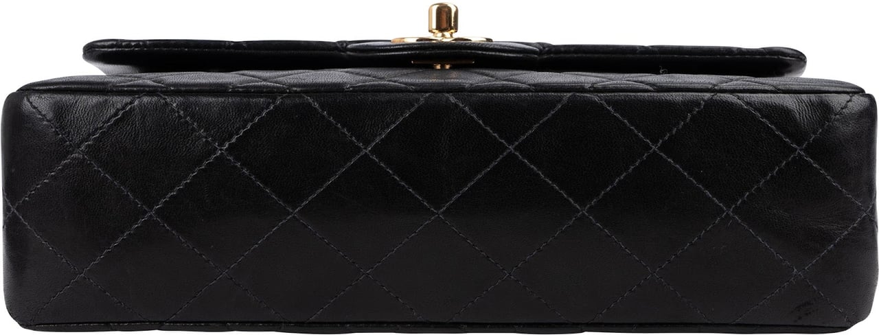 Chanel Quilted Lambskin 24K Gold Small Double Flap Shoulder Bag Zwart