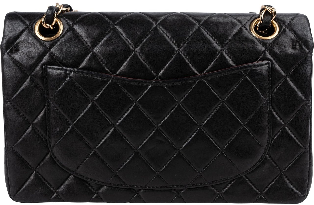 Chanel Quilted Lambskin 24K Gold Small Double Flap Shoulder Bag Zwart