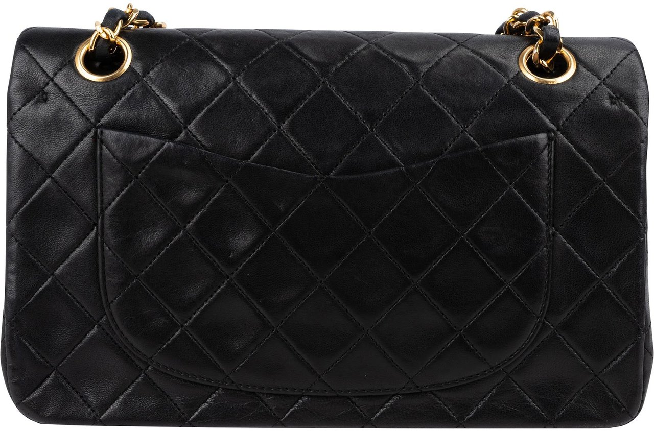 Chanel Quilted Lambskin 24K Gold Small Double Flap Shoulder Bag Zwart
