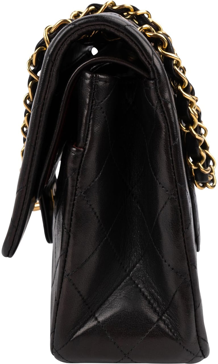 Chanel Quilted Lambskin 24K Gold Medium Double Flap Shoulder Bag Zwart