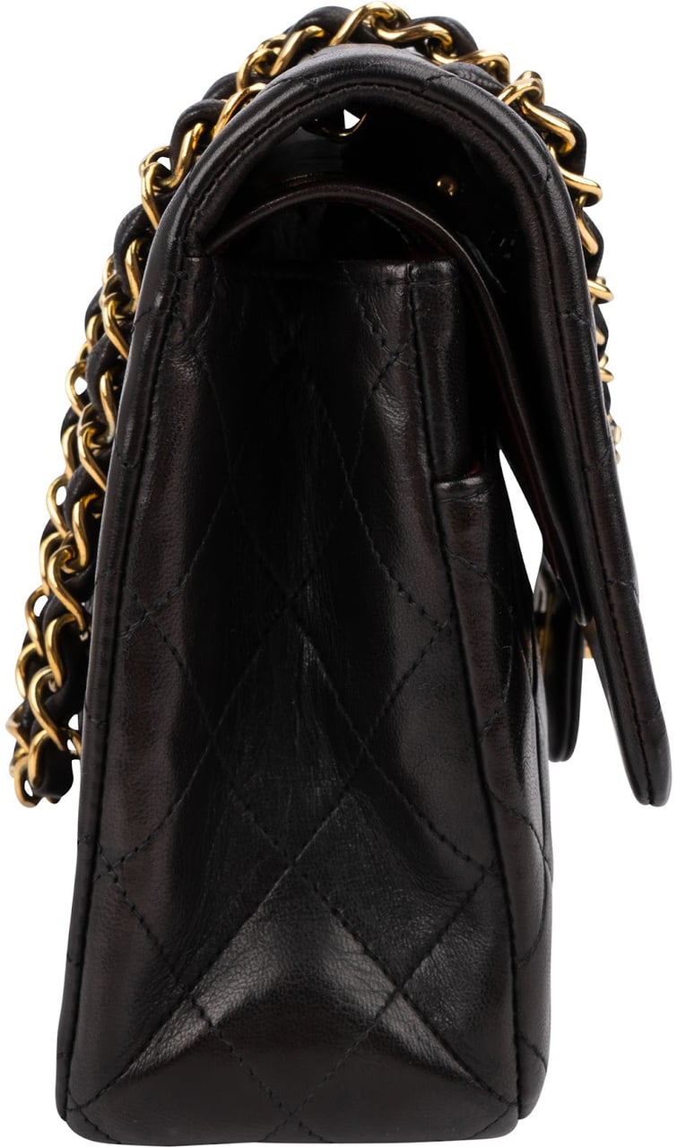 Chanel Quilted Lambskin 24K Gold Medium Double Flap Shoulder Bag Zwart