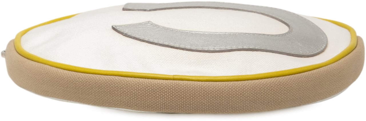 Chanel CC Canvas and Metallic Calfskin No. 5 Wristlet Pouch Bruin