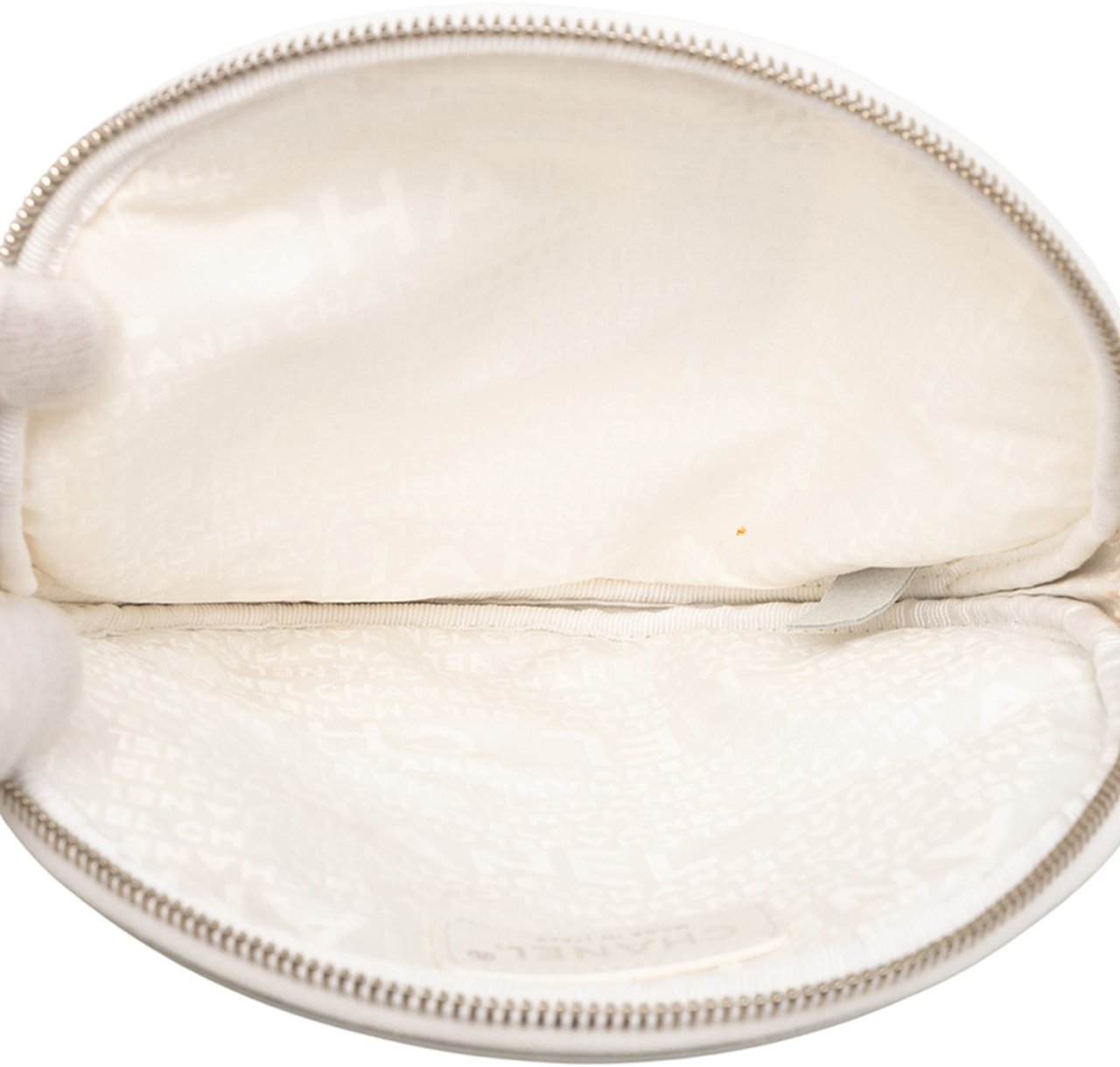 Chanel CC Canvas and Metallic Calfskin No. 5 Wristlet Pouch Bruin