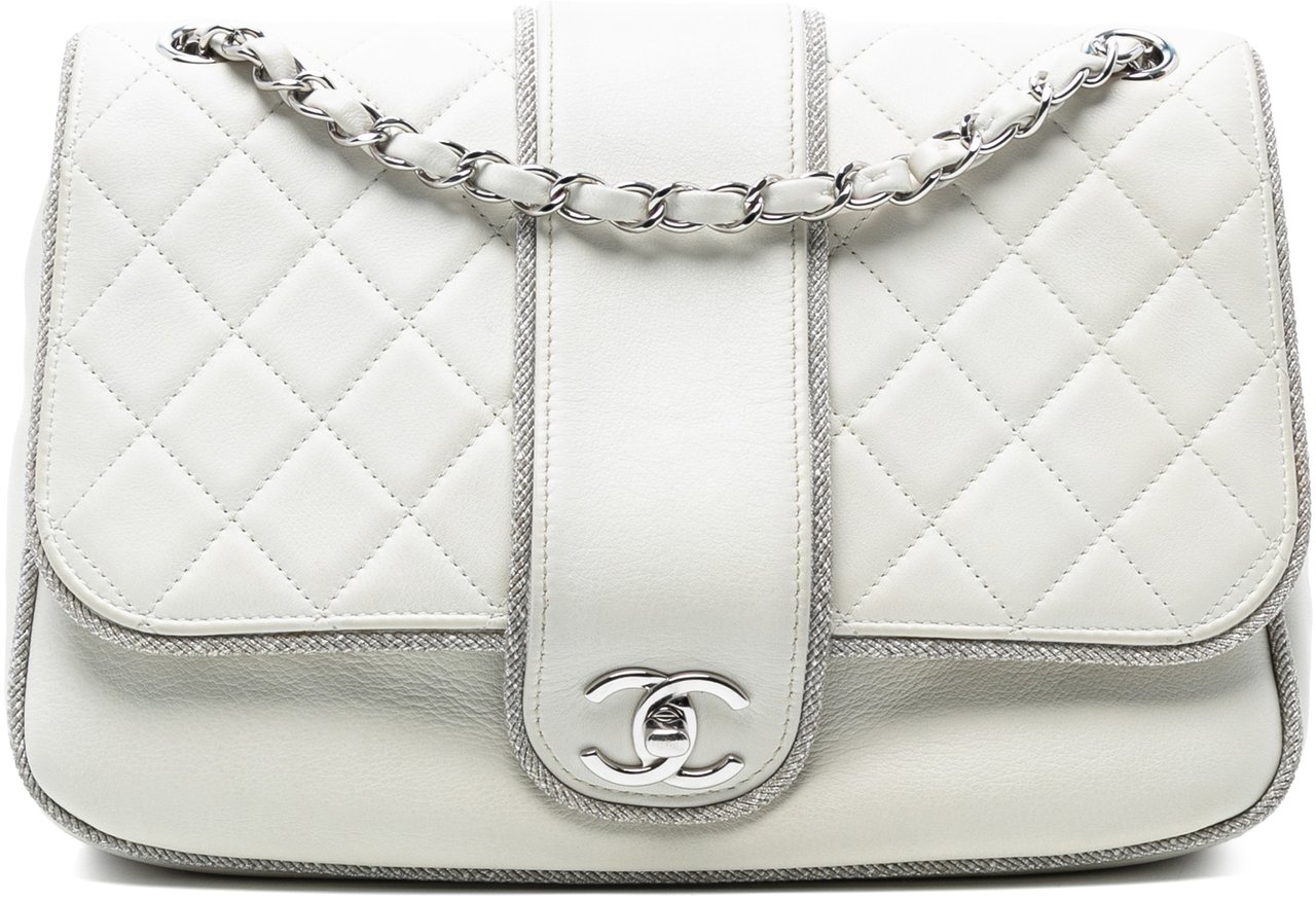 Chanel Quilted Lambskin and Metallic Trim Elementary Chic Flap Wit