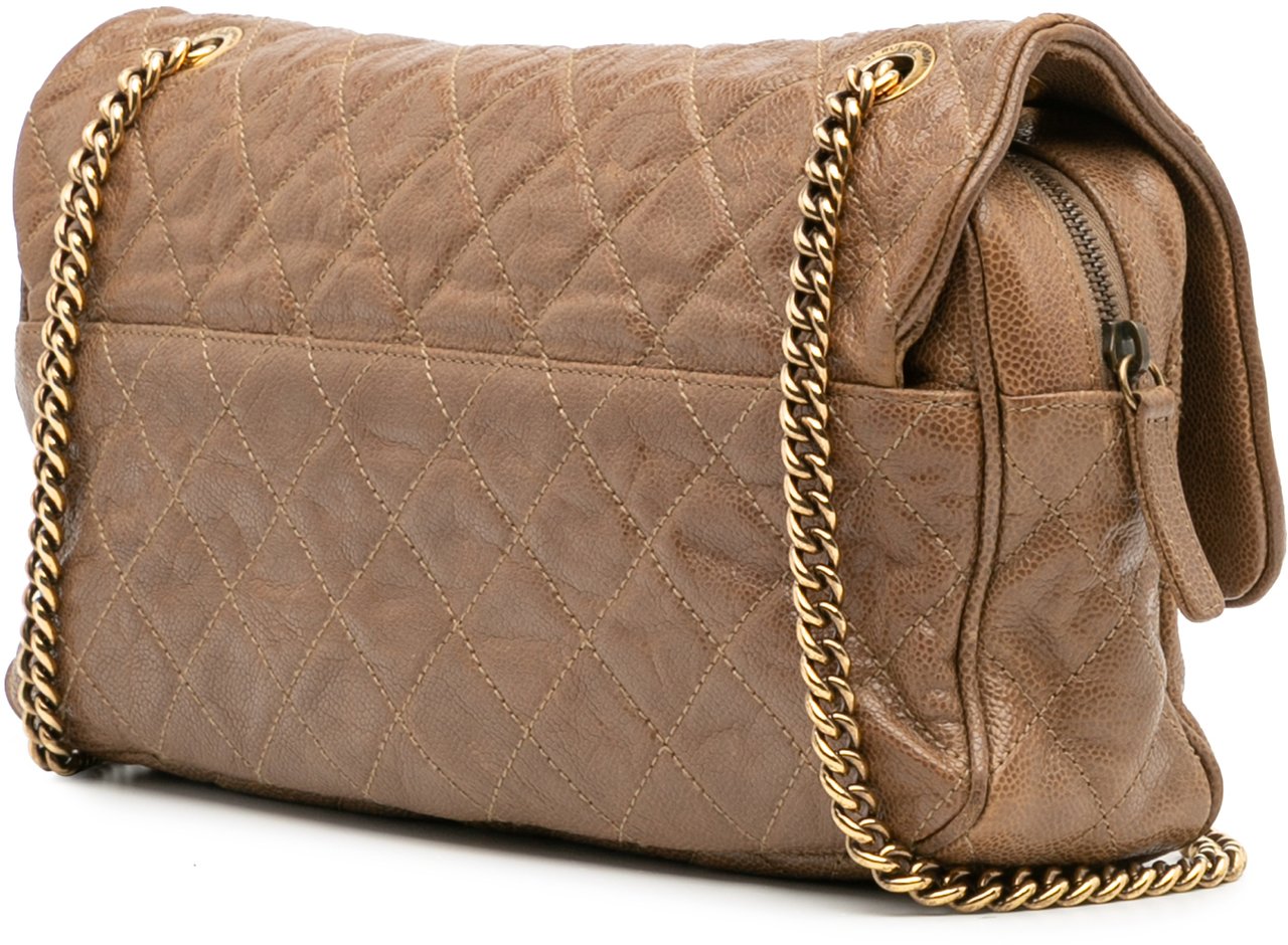 Chanel Large Quilted Caviar Shiva Flap Bruin