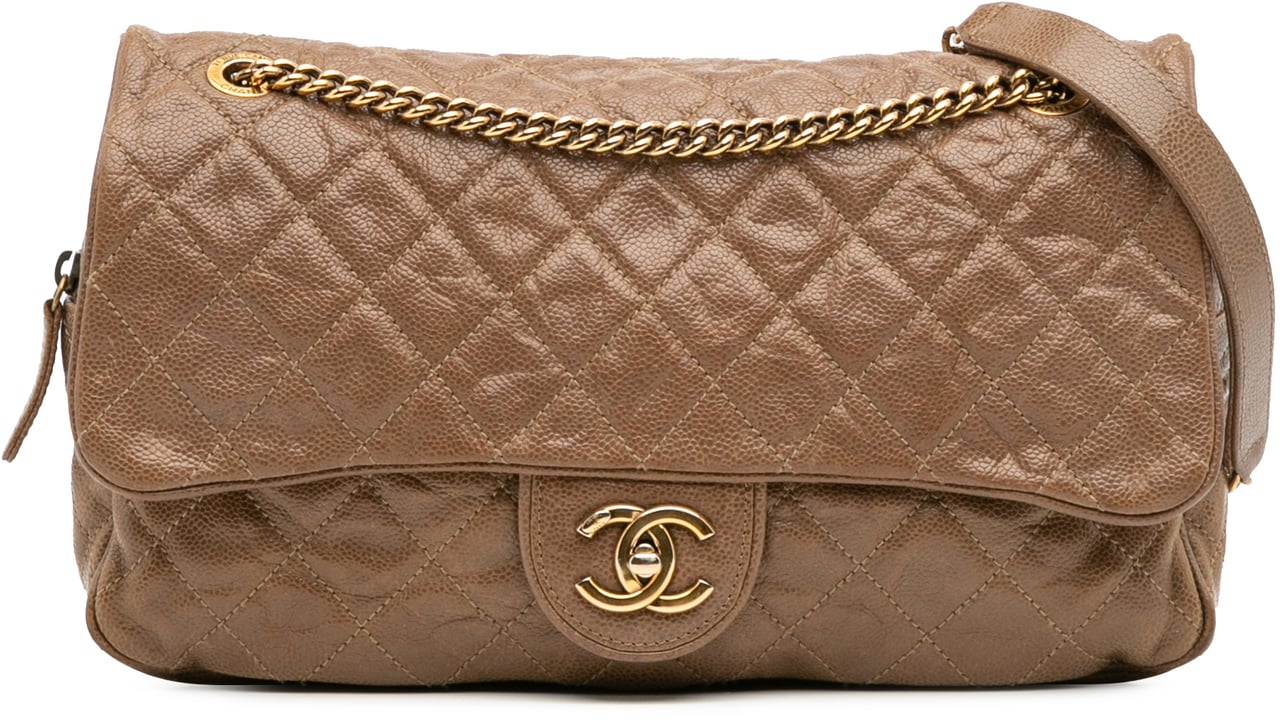 Chanel Large Quilted Caviar Shiva Flap Bruin