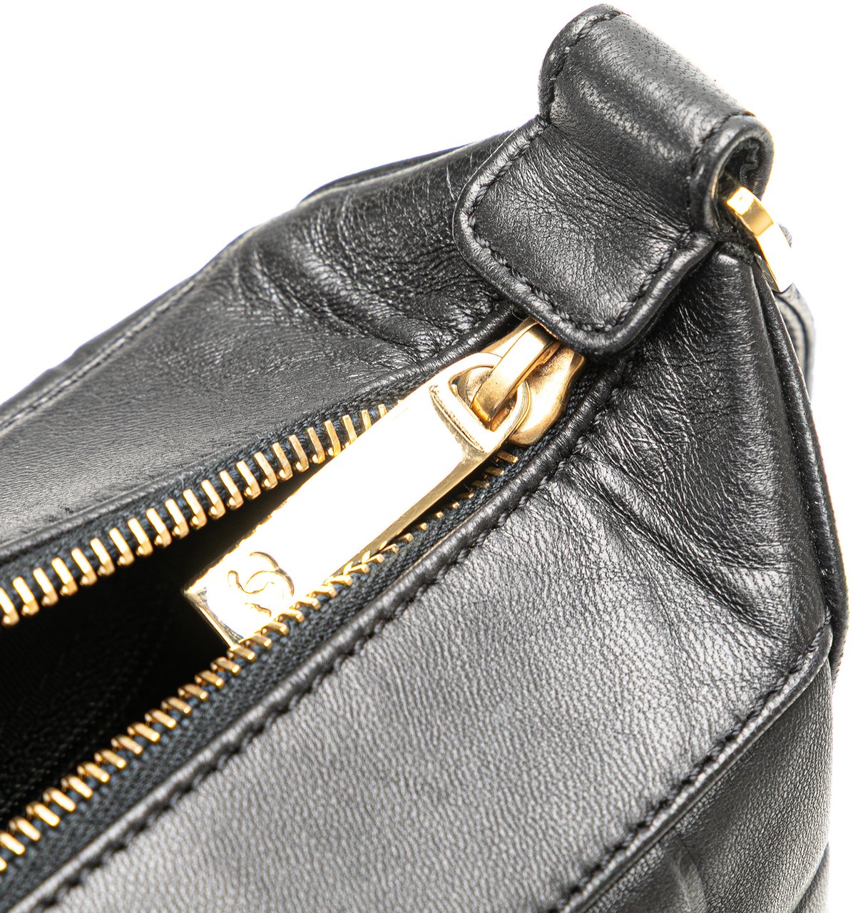 Chanel CC Choco Bar Lambskin Shoulder Bag Zwart