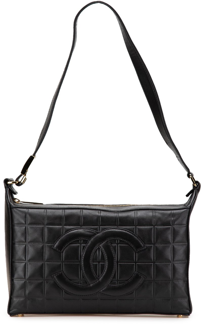 Chanel CC Choco Bar Lambskin Shoulder Bag Zwart