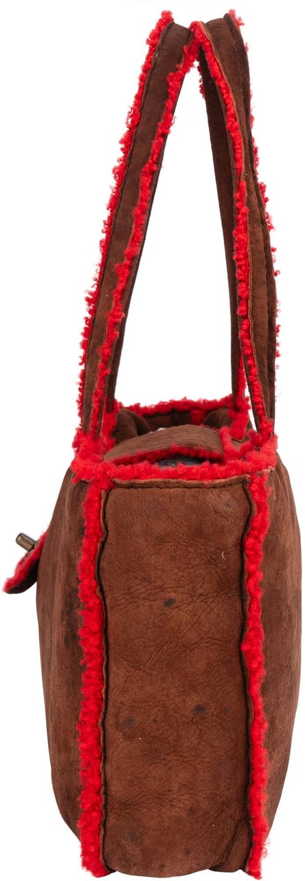 Chanel Chanel Suede Turnlock Teddy Handbag Bruin