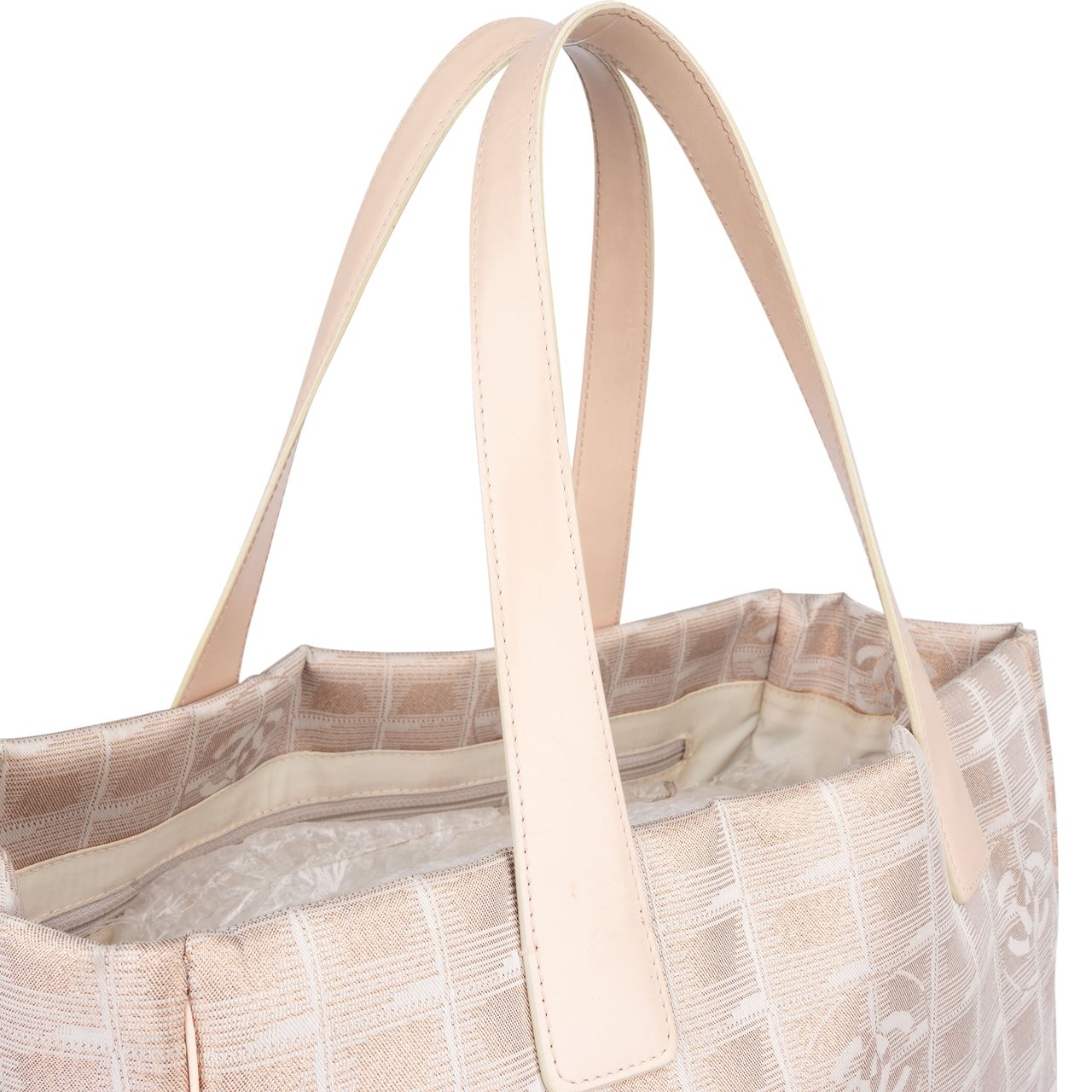 Chanel Chanel Travel Line Glitter Monogram Handbag Beige