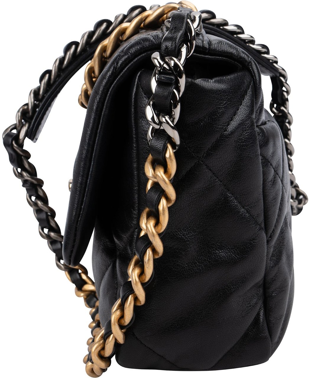 Chanel 19 Quilted Lambskin Single Flap Crossbody Bag Zwart
