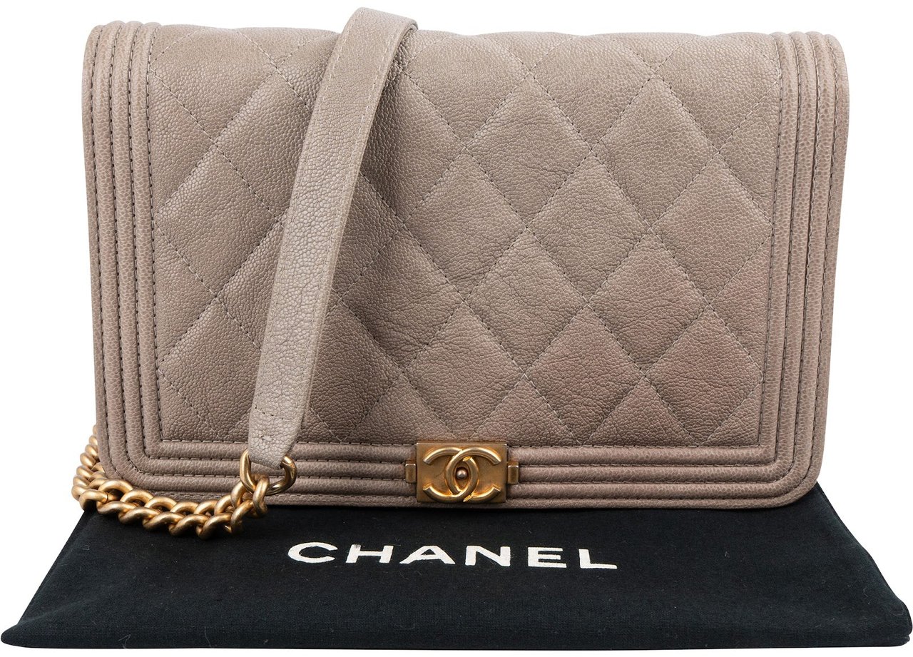 Chanel Quilted Caviar Leather Boy Wallet On Chain Crossbody Bag Divers