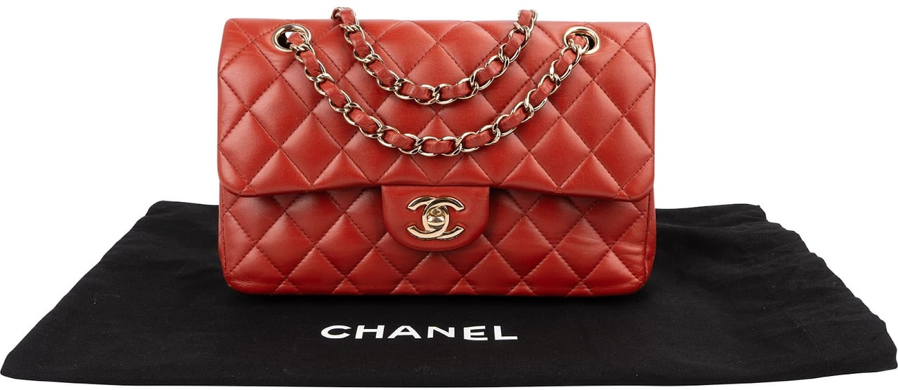 Chanel Quilted Lambskin Small Double Flap Shoulder Bag Rood