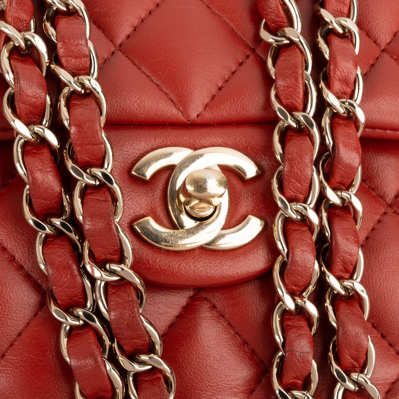 Chanel Quilted Lambskin Small Double Flap Shoulder Bag Rood