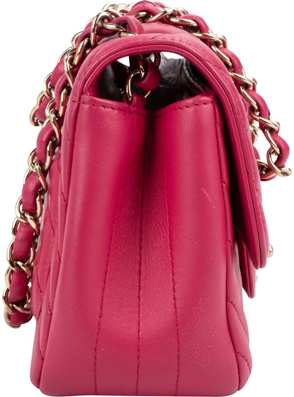 Chanel Chevron Lambskin Rectangular Mini Flap Crossbody Bag Roze