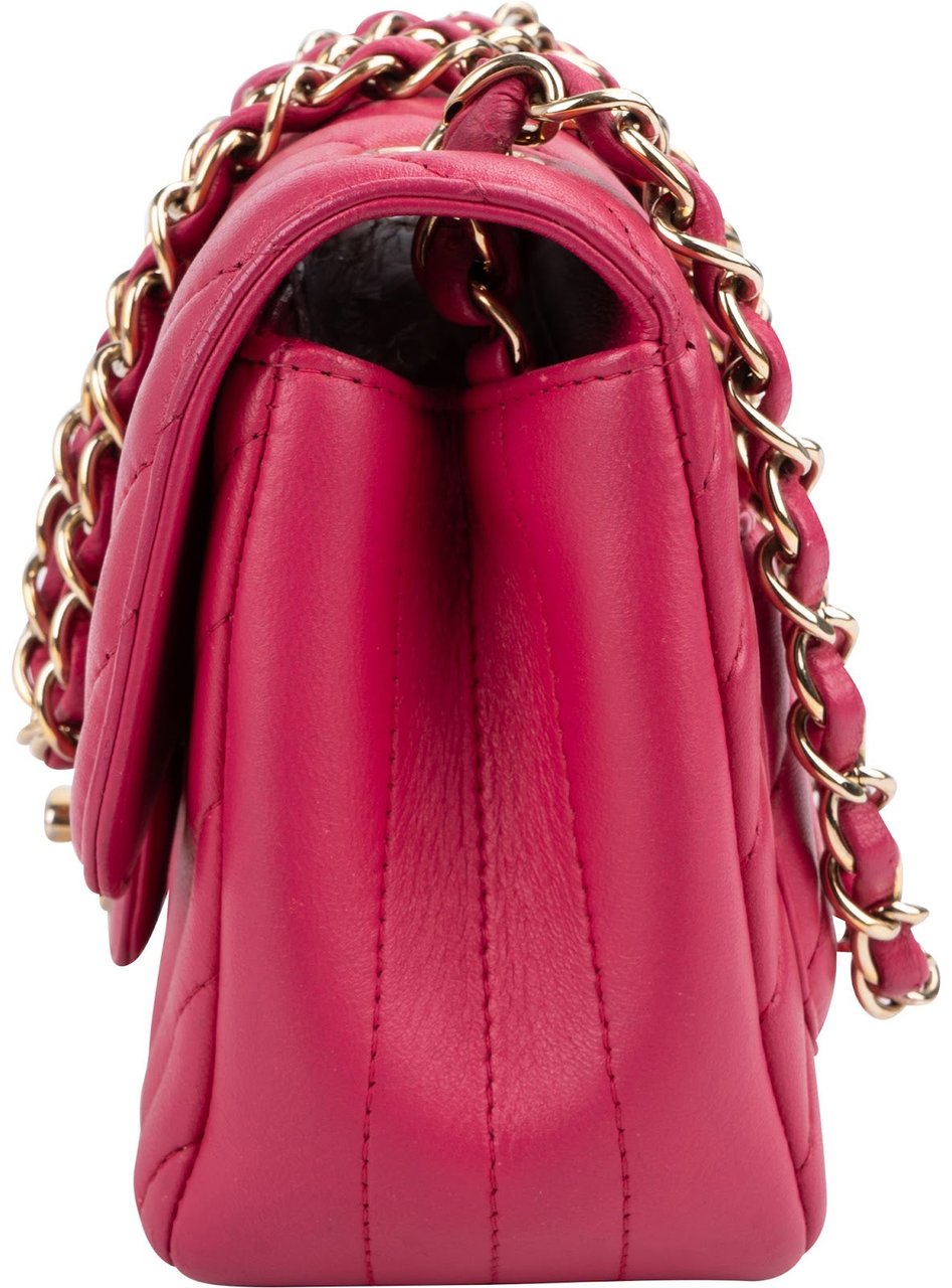 Chanel Chevron Lambskin Rectangular Mini Flap Crossbody Bag Roze