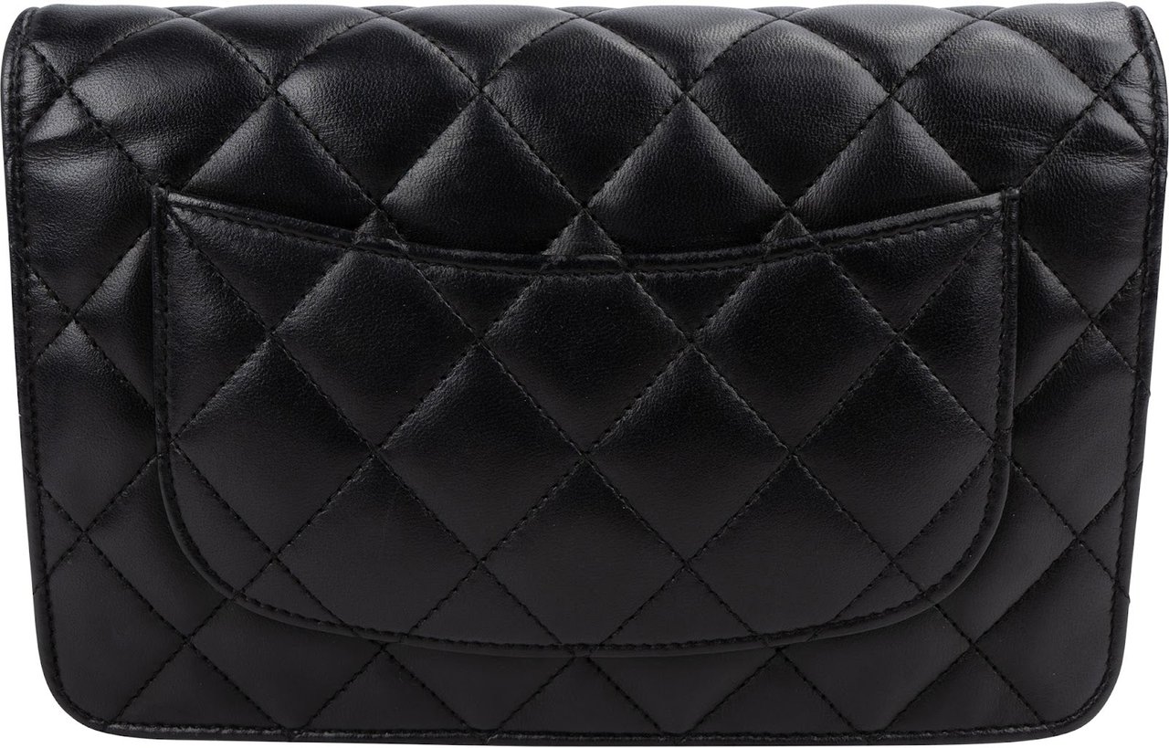 Chanel Quilted Lambskin Wallet On Chain Crossbody Bag Zwart