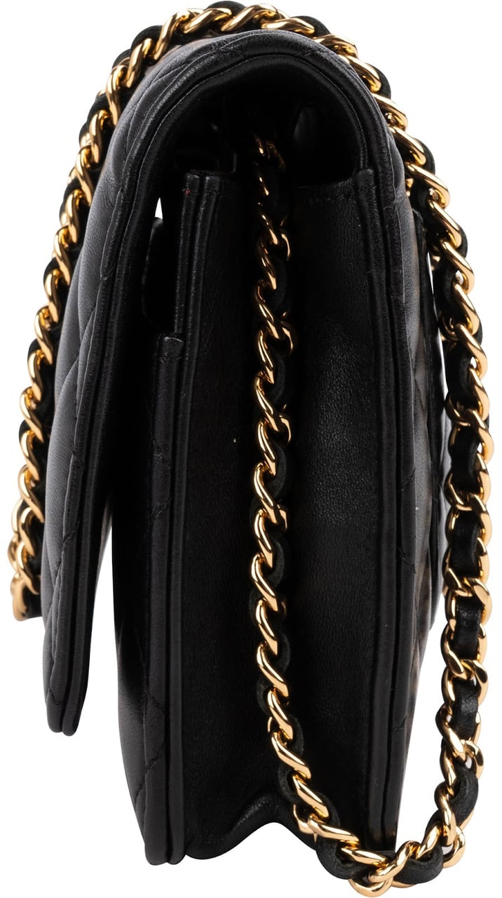 Chanel Quilted Lambskin Wallet On Chain Crossbody Bag Zwart