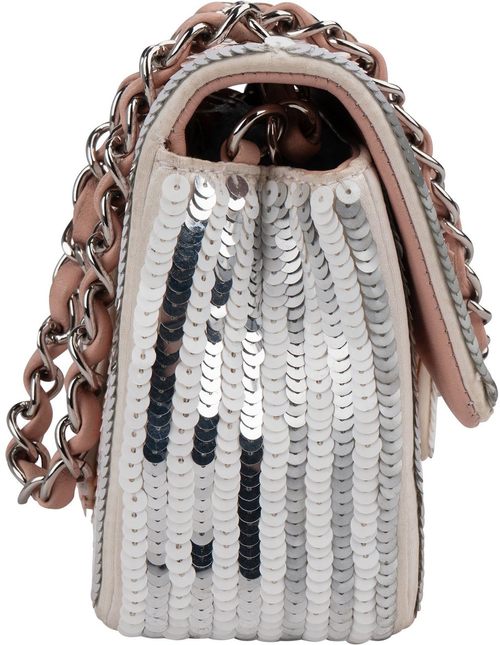 Chanel Vertical Striped Sequin Single Flap Crossbody Bag Rood