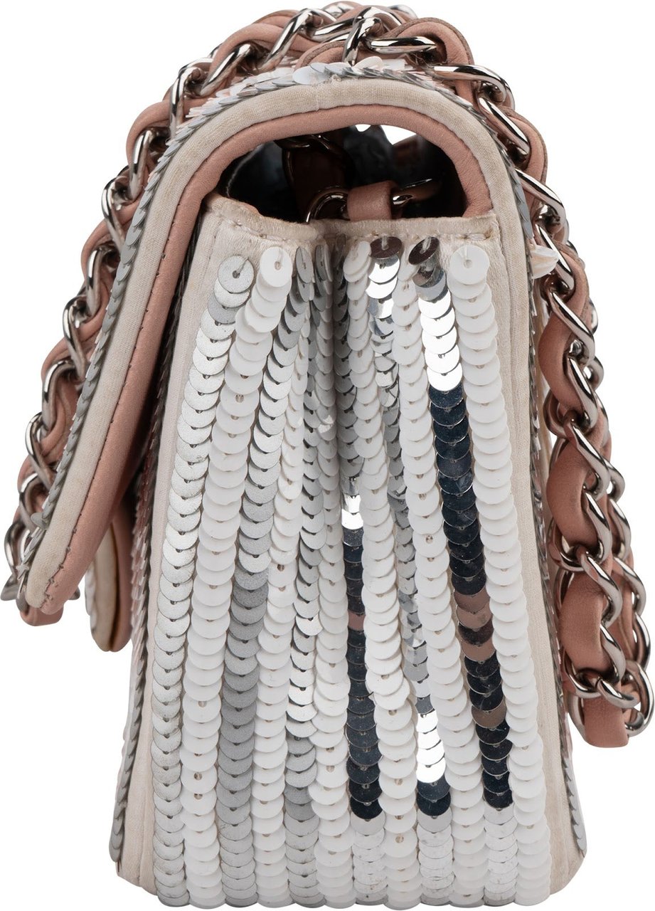 Chanel Vertical Striped Sequin Single Flap Crossbody Bag Rood