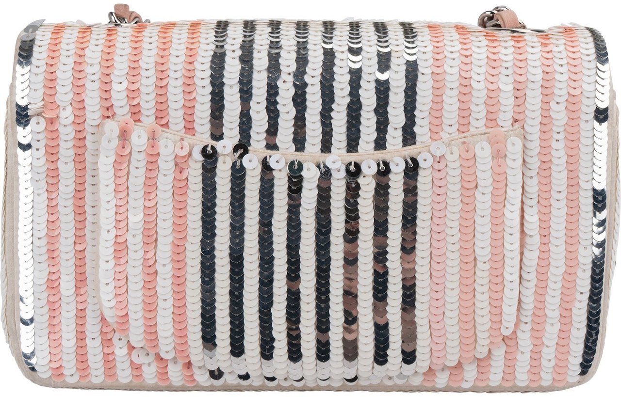 Chanel Vertical Striped Sequin Single Flap Crossbody Bag Rood